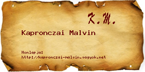 Kapronczai Malvin névjegykártya